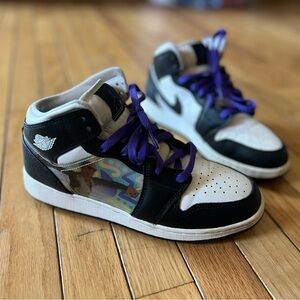 Nike Air Jordan 1 Mid Hologram Black Concord Sz 7Y Boys Women 8.5 (DR9495-001)
